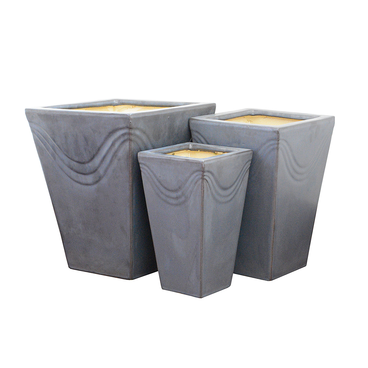 Pflanzkübel aus Keramik, Höhen 31 - 25 cm, grau 29 cm, cm, Gartenfreude